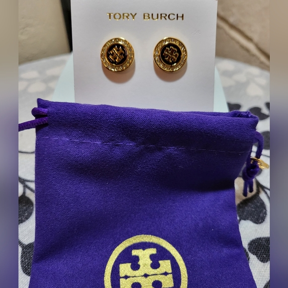 Tory Burch Jewelry - Tory Burch Kira Enamel Pavé Circle Stud Earrings